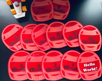 Racer helmet baby milestone plaques