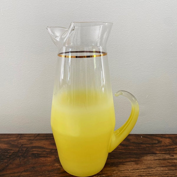 Vintage Blendo Yellow Glass Pitcher