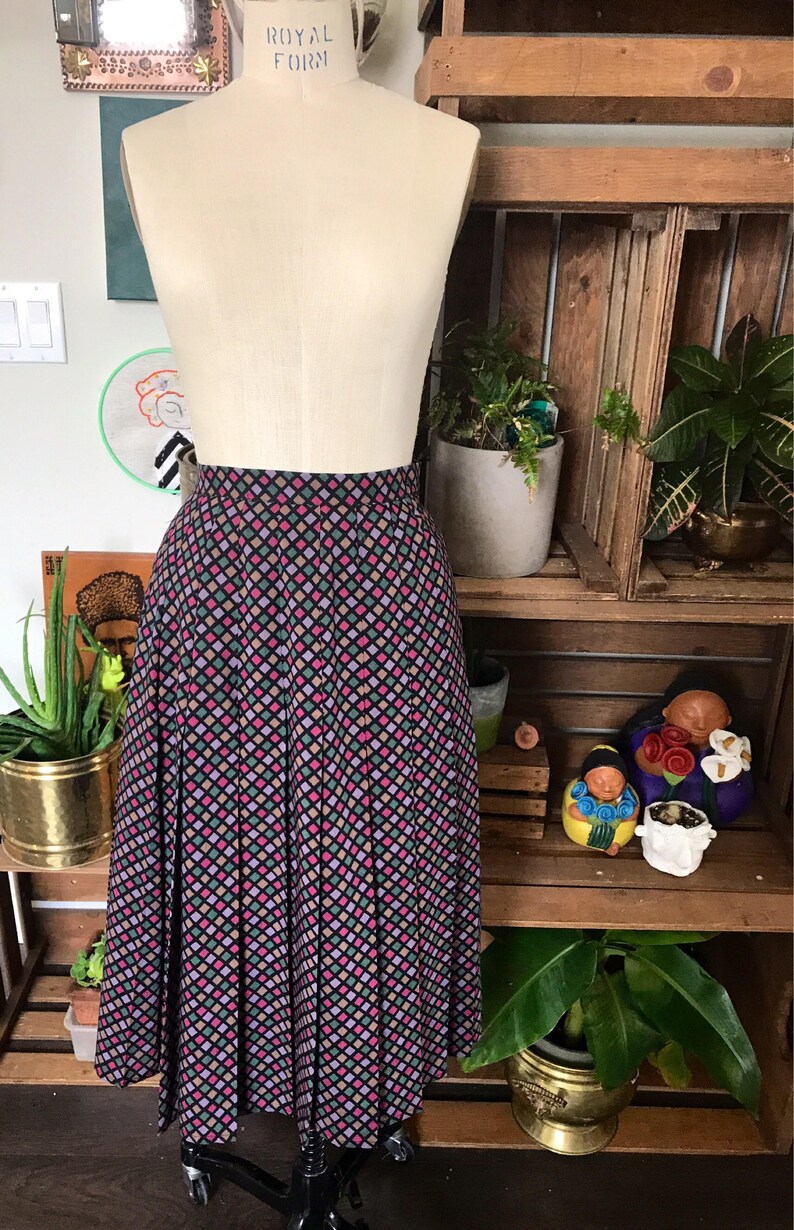 Pleated Skirt 100/% Wool Checkered Vintage Women/'s 3 Piece Skirt Suit Purple and Pink Mod Blazer Mad Men Fashion