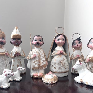 Vintage Nativity Scene | Handmade Figurines | Christmas Decor | Mexican Folk Art | Creche
