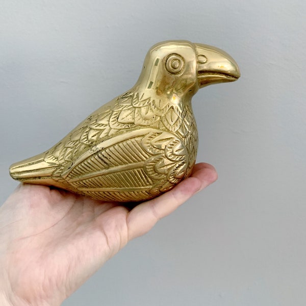 Vintage Brass Toucan Figurine | Brass Bird | Brass Paperweight | Brass Decor | Brass Figurine