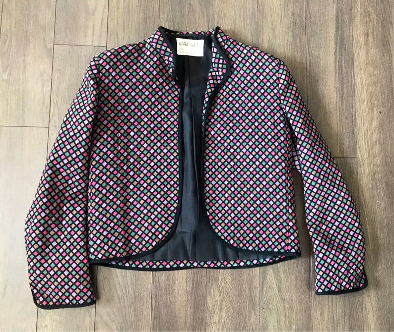 Pleated Skirt 100/% Wool Checkered Vintage Women/'s 3 Piece Skirt Suit Purple and Pink Mod Blazer Mad Men Fashion