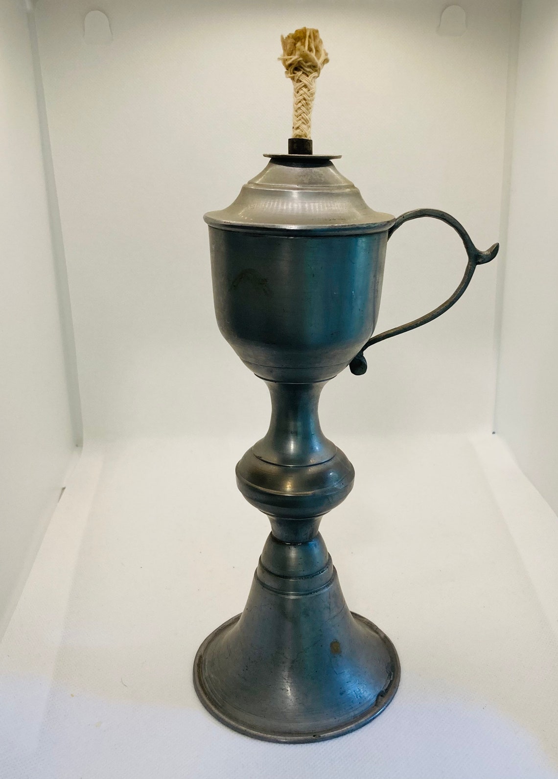 Antique Pewter Whale Oil Lamp Etsy