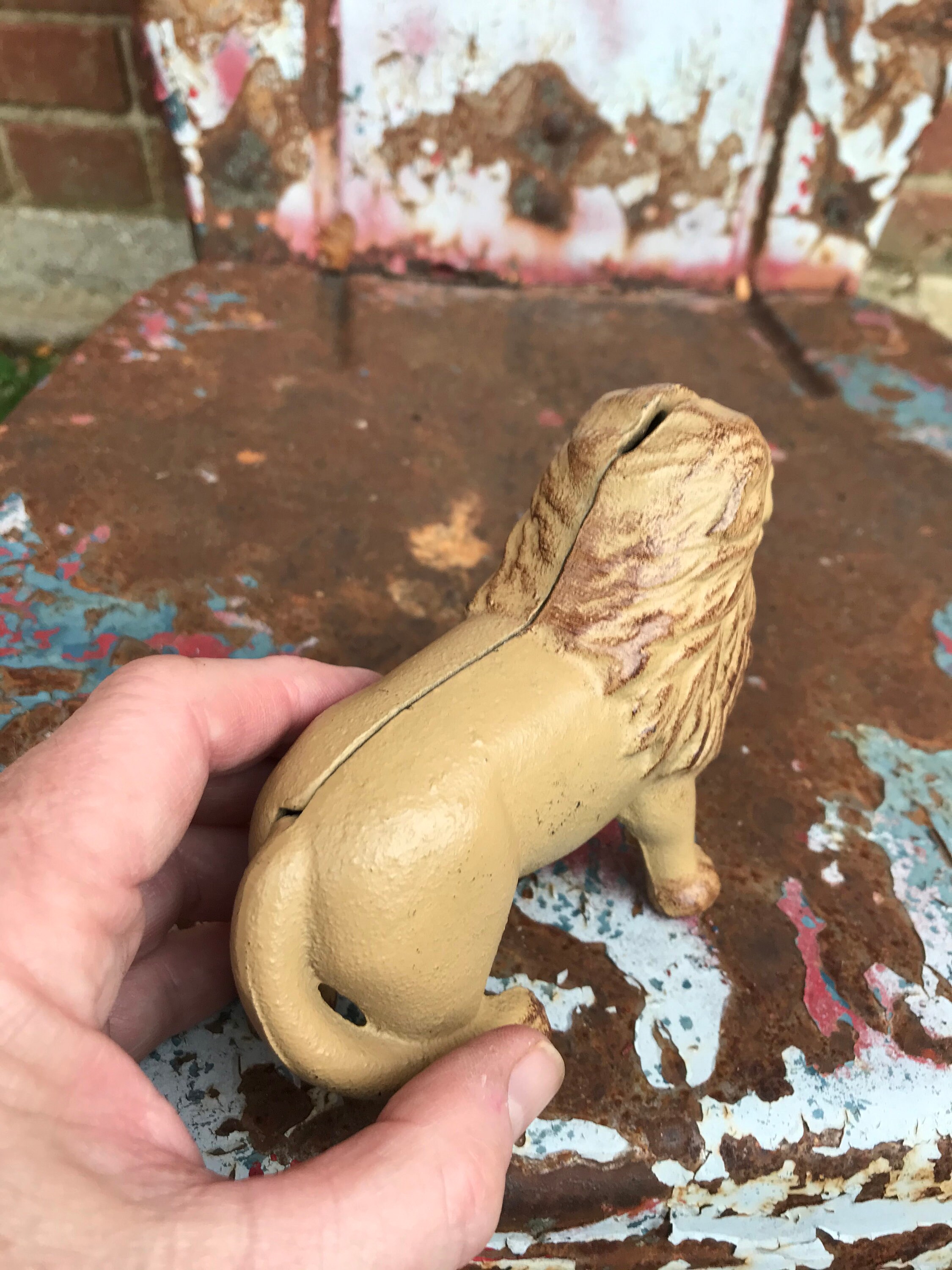 Vintage Cast Iron Lion Bank Piggy Bank Etsy