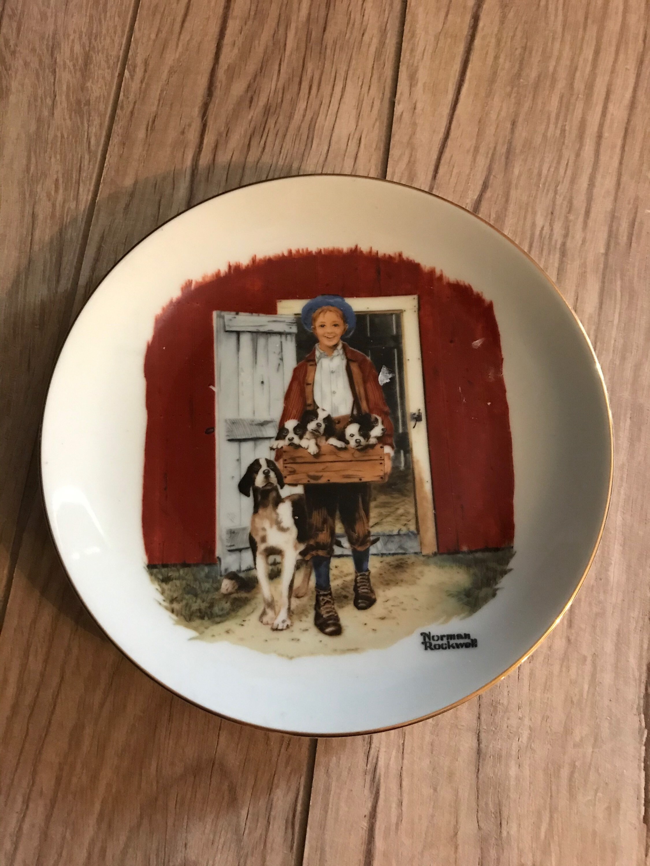 Vintage Norman Rockwell Painted Plate Etsy