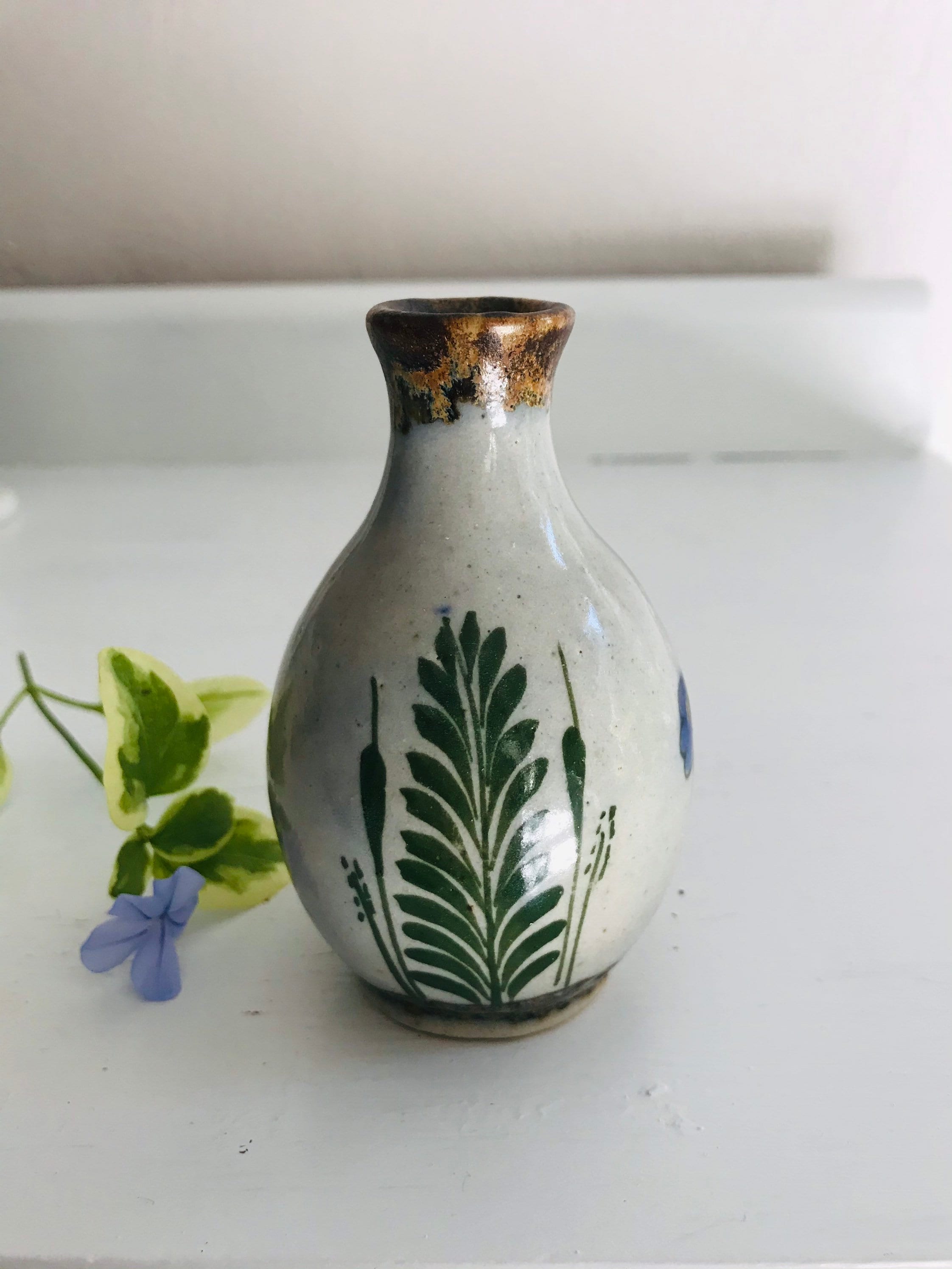 Vintage Ceramic Blue Bird Vase Etsy