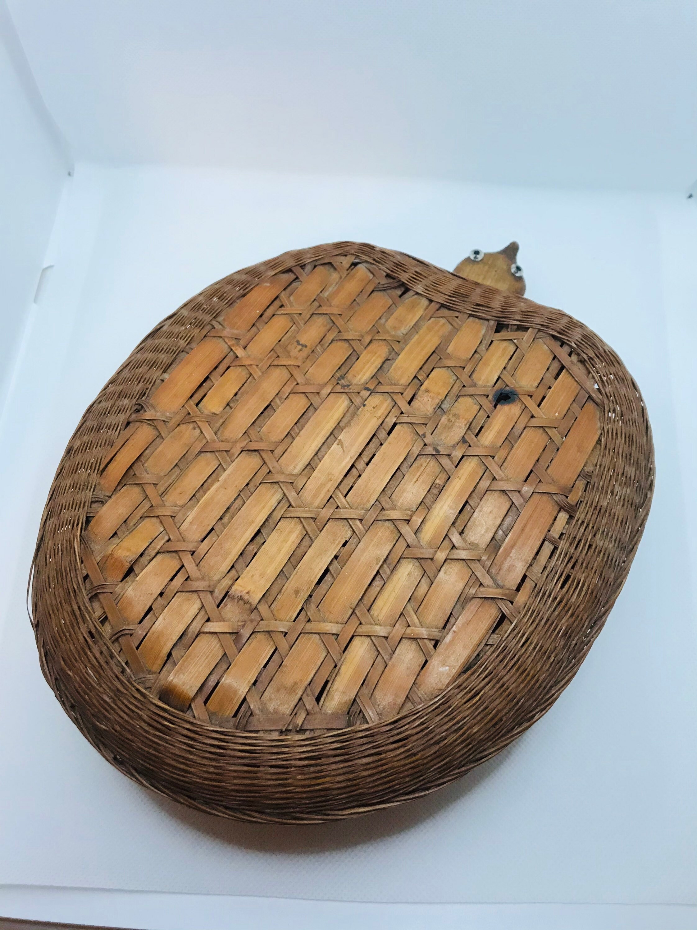 Vintage Wicker Rattan Turtle Basket Etsy.de