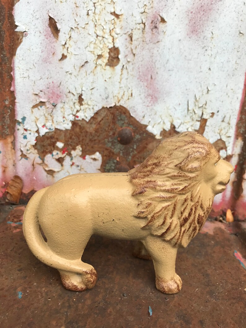 Vintage Cast Iron Lion Bank Piggy Bank Etsy