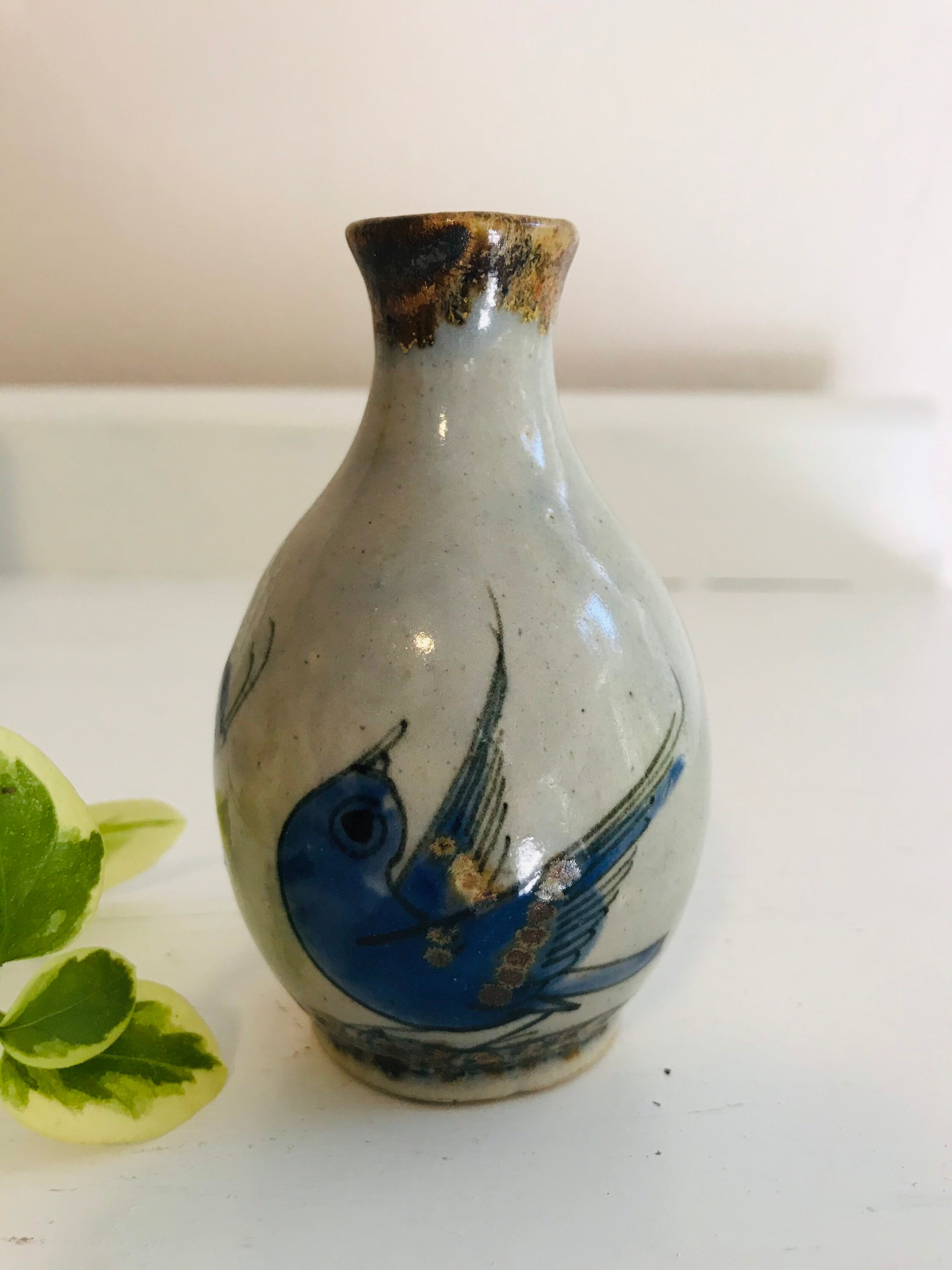 Vintage Ceramic Blue Bird Vase Etsy