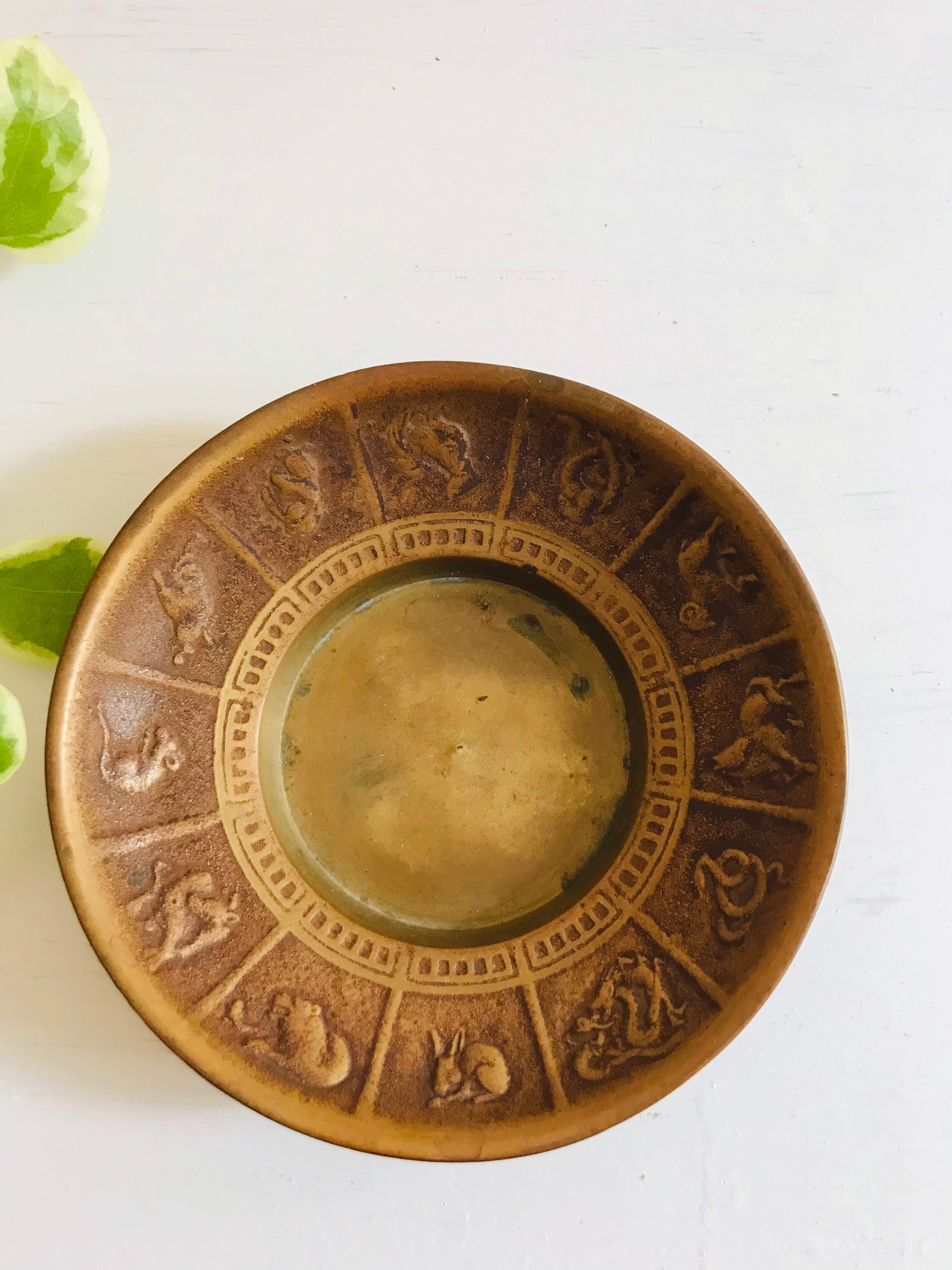 Vintage Solid Brass Korean Zodiac Bowl Etsy