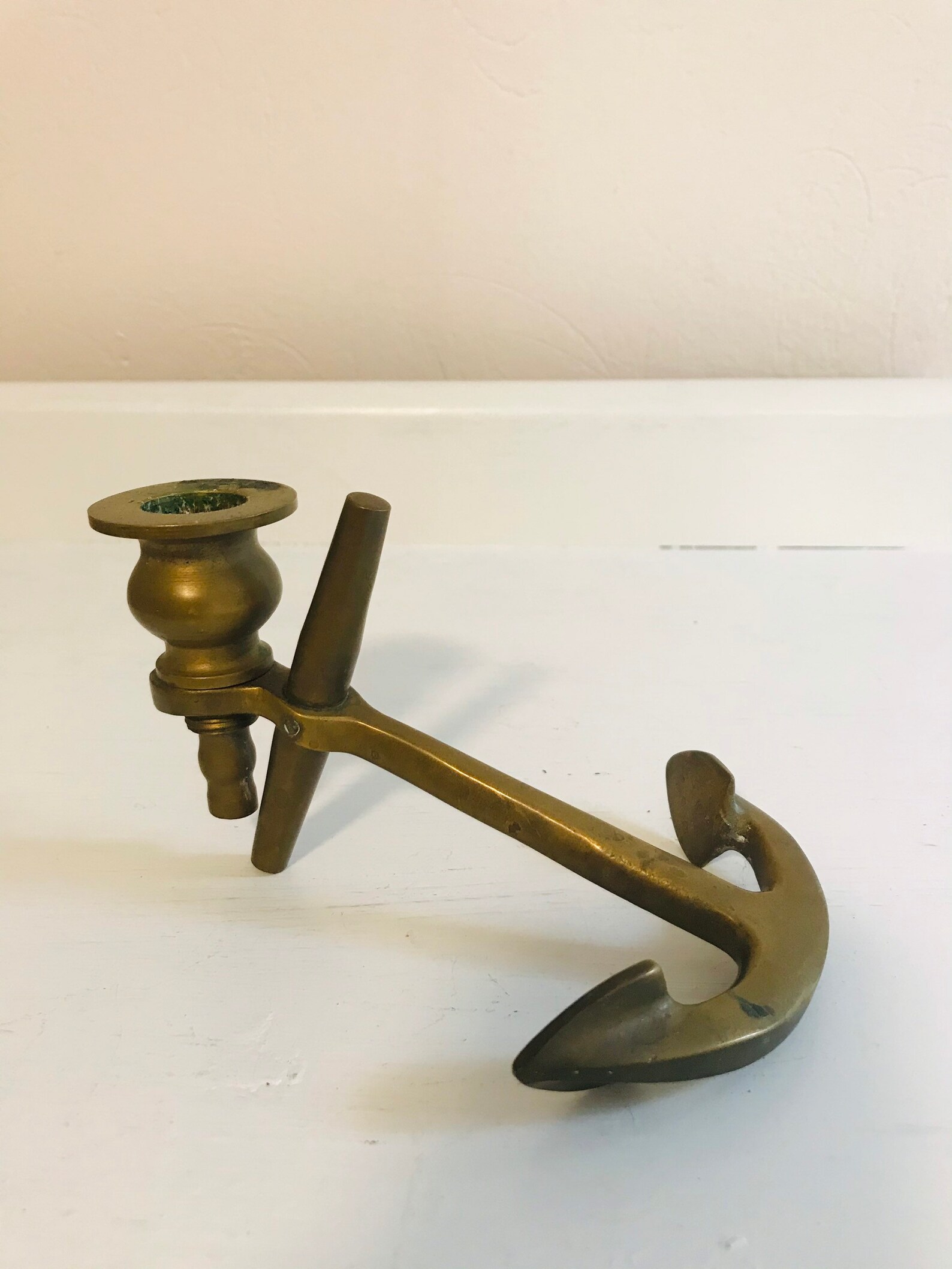 Vintage Solid Brass Anchor Candle Holder Etsy