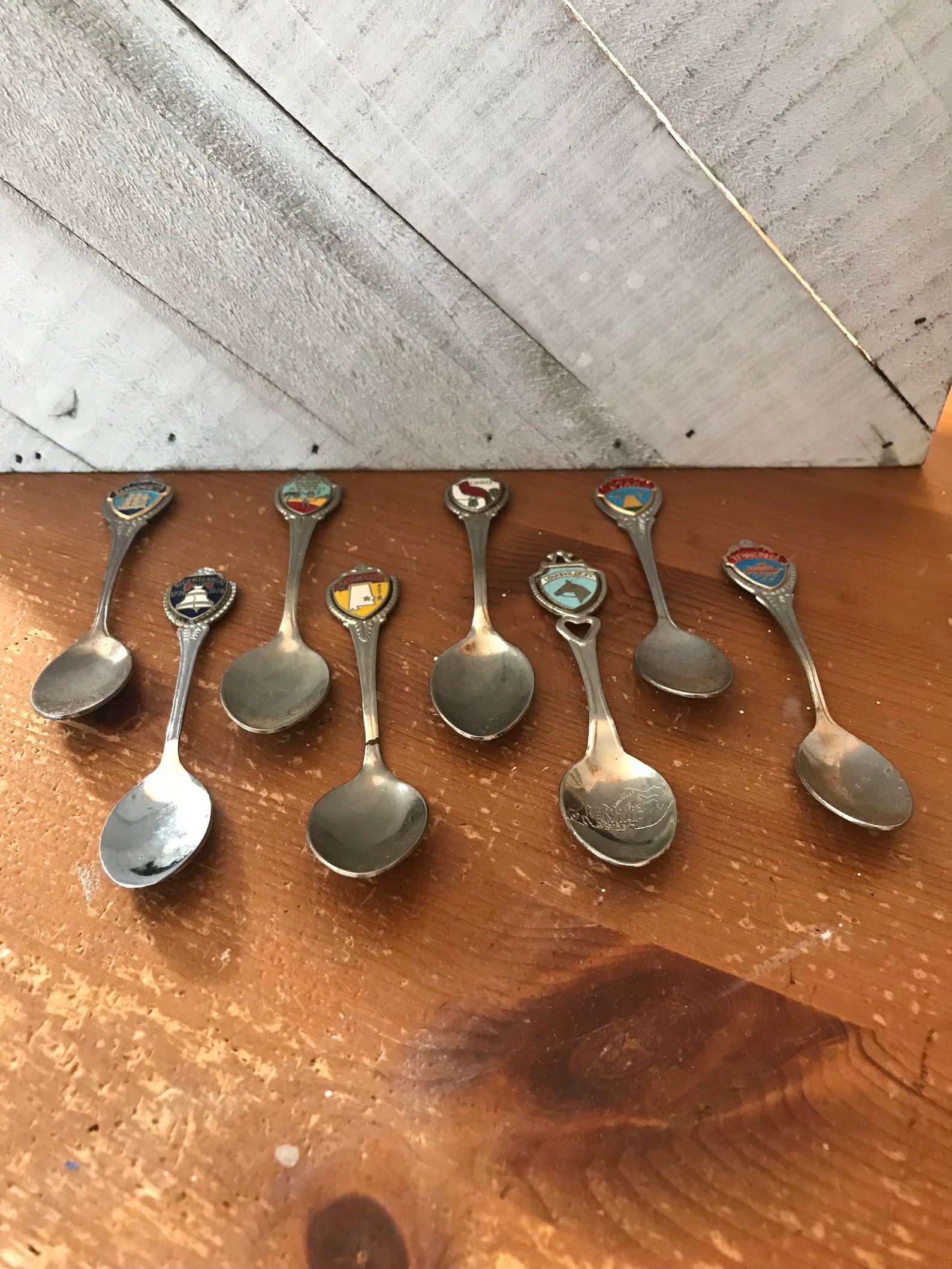 Vintage Souvenir States Spoons Set of 8 Etsy