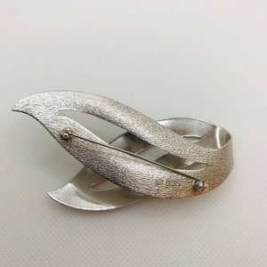 Vintage Mid Century Modern Silver Leaf Brooch image 4