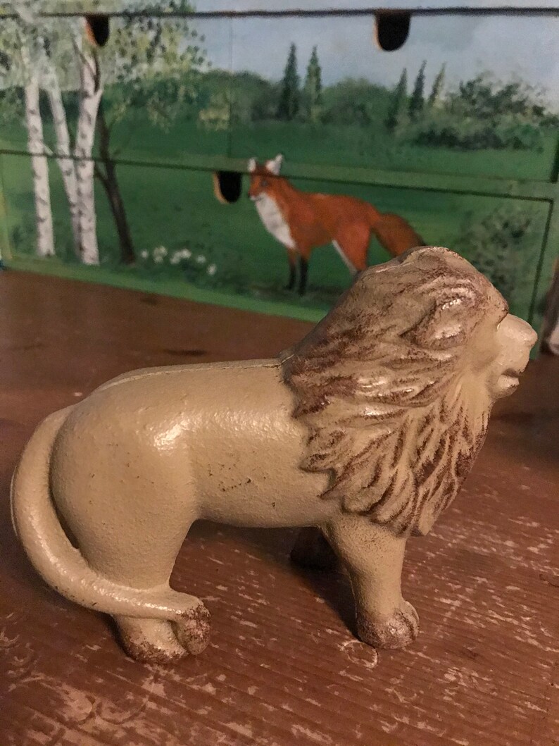 Vintage Cast Iron Lion Bank Piggy Bank | Etsy