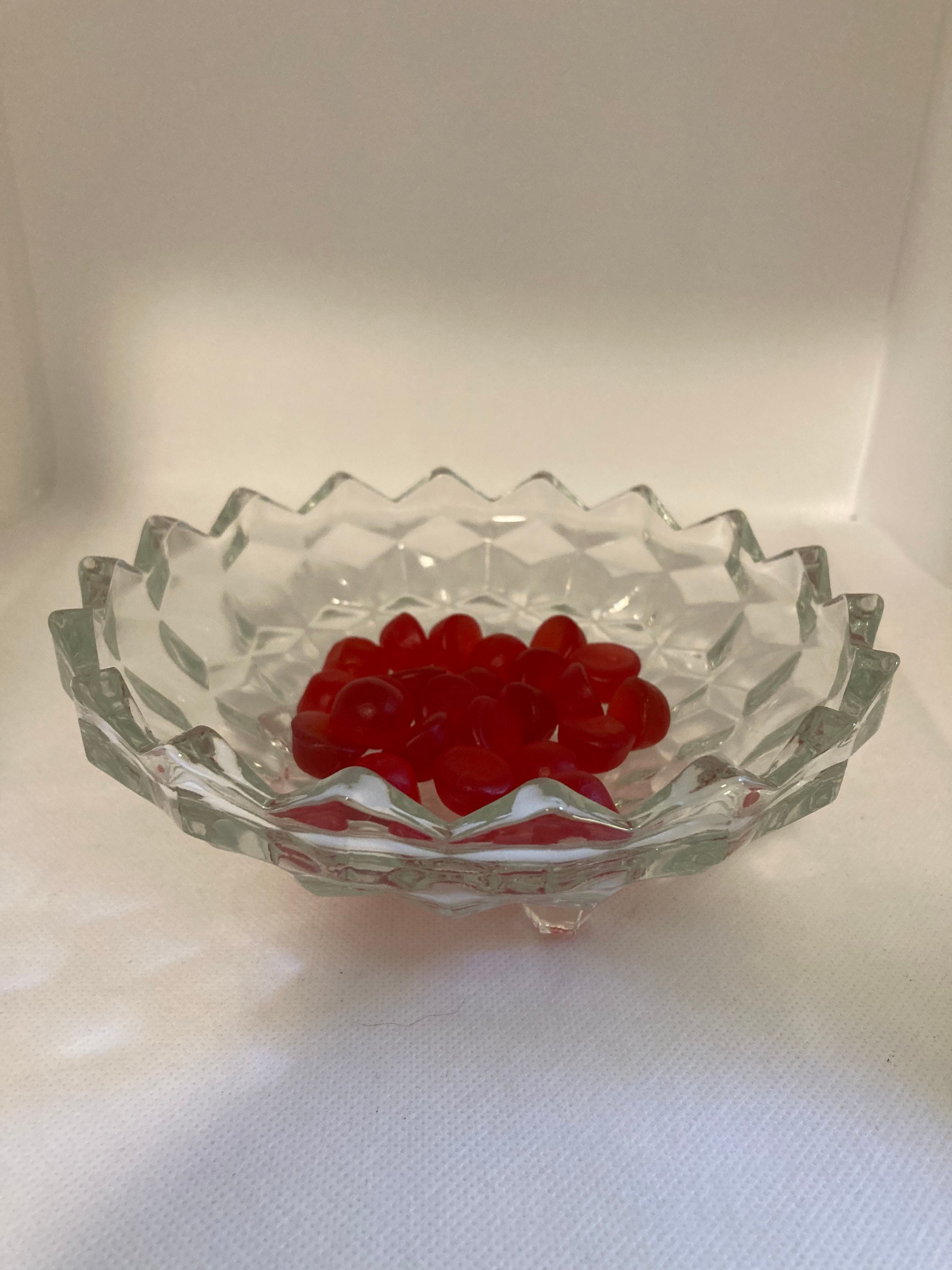 Mid Century Modern Fluted Glass Candy Dish Etsy
