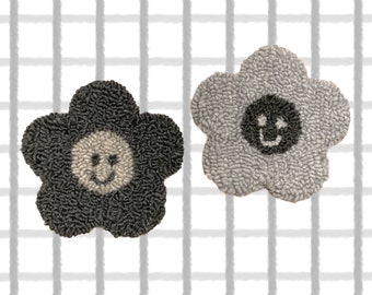 Gray Blossom Mug Rug (Set of 2), handmade wool coaster