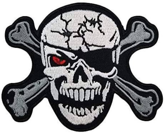 Red Eye Skull Biker Iron on Embroidered Clothes Patches 
