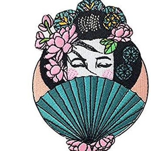 Japaneses Geisha Embroidered Iron On Patch