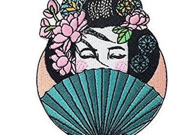 Japaneses Geisha Embroidered Iron On Patch