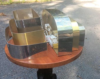 Vintage Sconces Chrome and Brass 3-Tiered Hard Wired a Pair Karl Springer Lightolier Style