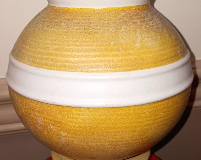 mid century modern hyalyn vase orange textured glaze great art pottery