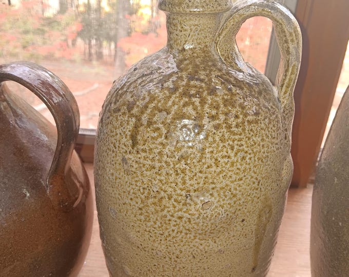 Salt Glazed Stoneware Jug North Carolina Great Bubbled Texture mid-19th Century Near Mint