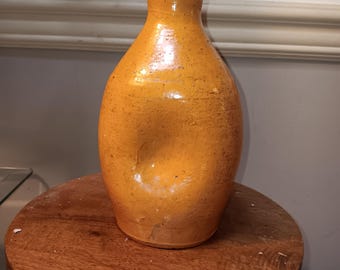 Lead Glazed Pinch Bottle Early 20th Century North Carolina Art Pottery Large Exceptional Example