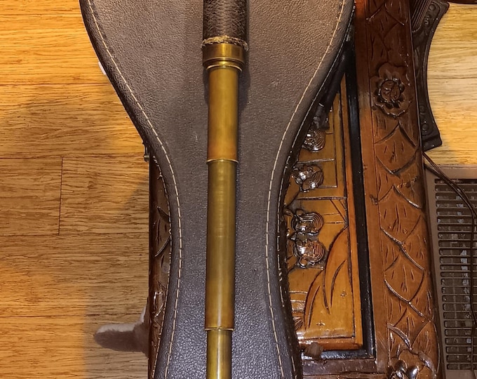 Antique Telescope Brass and Leather French 30 Inches Fine 19th Century Naval Piece Works