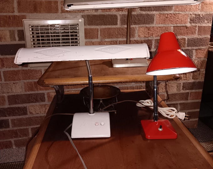 Vintage gooseneck desk lamps 1960s 70s three available