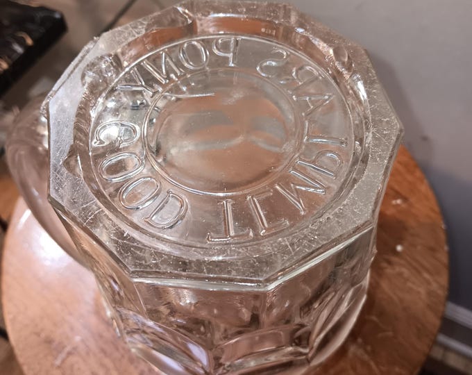 Original 1870s Saloon Beer Mug Templars Good Pony Large Central Glass Co. Inverted Thumbprint