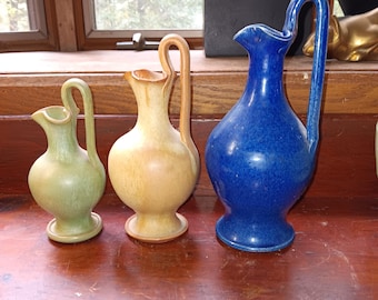 North Carolina pottery 3 Cole Rebecca vases classic vintage NC art pottery