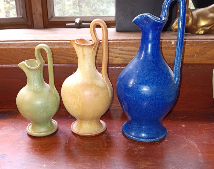 North Carolina pottery 3 Cole Rebecca vases classic vintage NC art pottery
