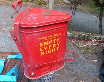 Vintage Eagle Rag Can Heavy Metal Fire Proof Container Auto Shop Classic