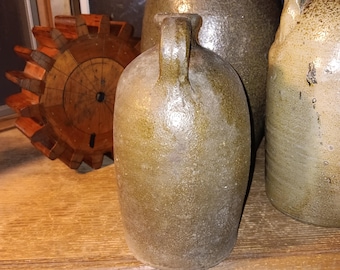 Rare Flat-sided Jug Catawba Valley NC Alkaline Glazed Buggy  or Saddle Jug