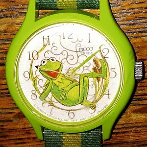Kermit the Frog Wristwatch 1979 All Original Early Muppets Memorabilia Picco 7-Jewel Works