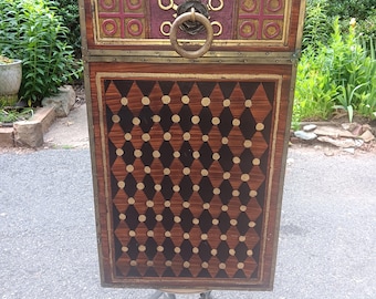 Chinese Parquetry Painted Box Bronze Fittings 25x16x15 Gorgeous Vintage Painted Lacquerware