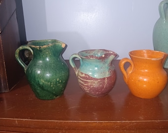 Three Early North Carolina Art Pottery Large Creamers, Jugtown, North State Pottery, Early Hilton or Cole