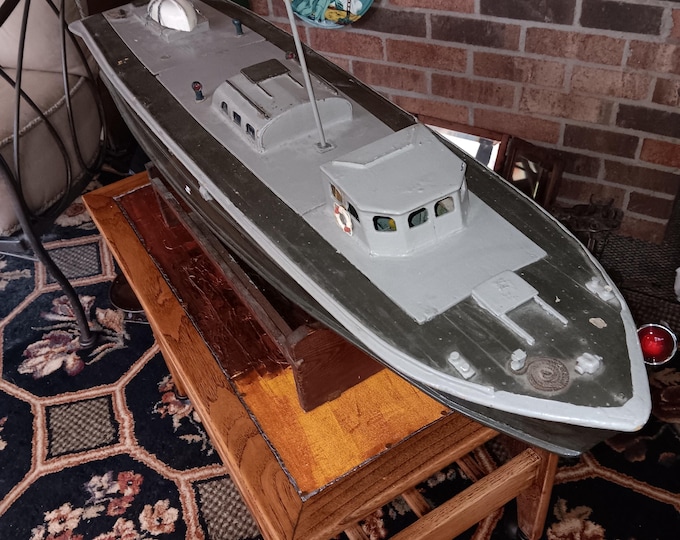 Folk Art PT Boat Model oversized scratch made Vietnam era radio controlled