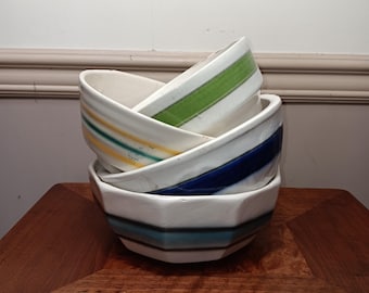 Stoneware Bowls Antique Kitchen Collection Colorful 1920s 1930s