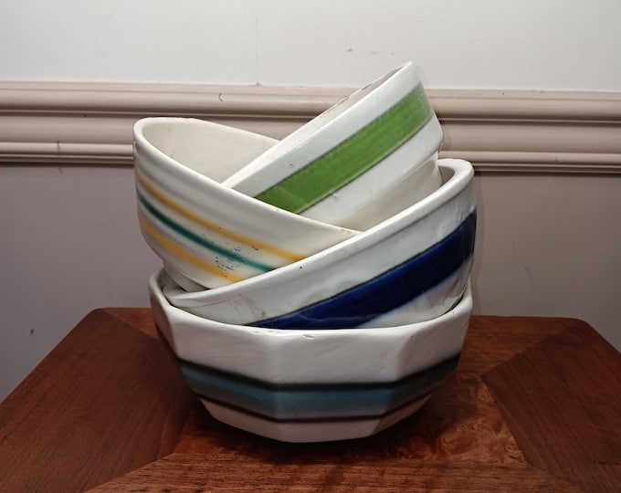 Stoneware Bowls Antique Kitchen Collection Colorful 1920s 1930s