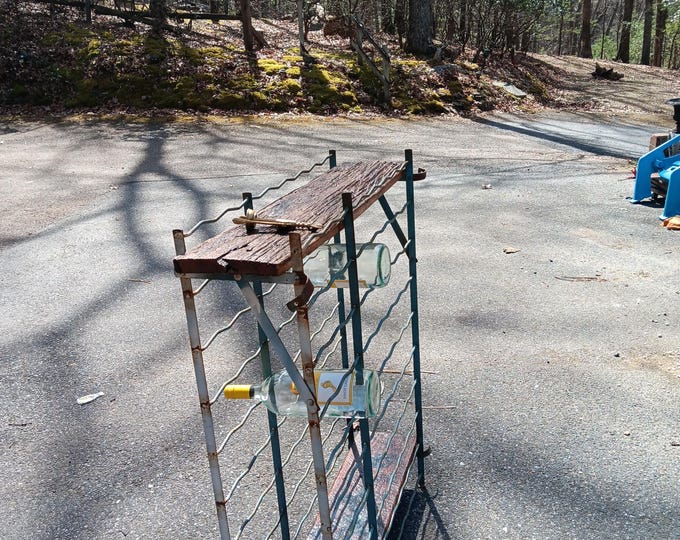 Industrial Wine Rack from France 1960s Metal Wine Rack with Shelf