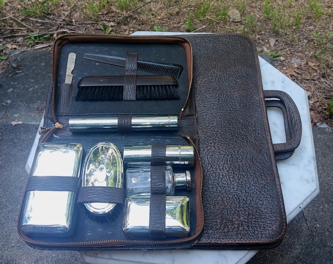 1940s Traveling Salesmans Briefcase and Dopp Kit