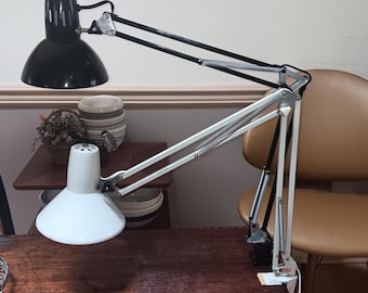 Vintage Architect's Desk Lamps clamp-on extendable adjustable mid-century swivel drafting lights Black or Ledu White 2 to choose from.