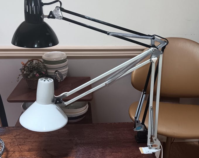 Vintage Architect's Desk Lamps clamp-on extendable adjustable mid-century swivel drafting lights Black or Ledu White 2 to choose from.