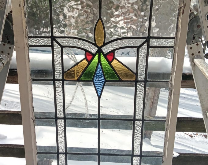 Antique Stained Glass Window 50 inches by 26 by 2 Architectural Salvage