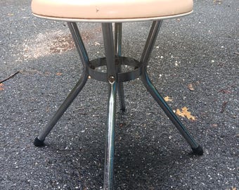 1960s Cosco Metal Foot Stool in Rare Peach