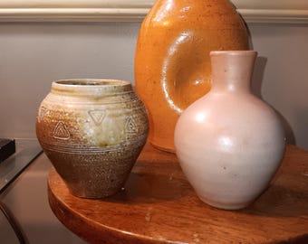 Two Mark Hewitt North Carolina Art Pottery Vases Rose