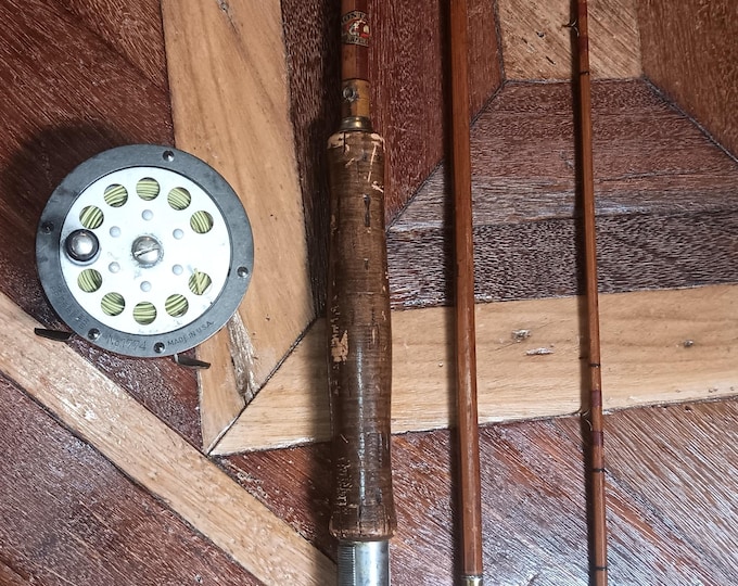 Early Montague Bamboo Fly Rod with Pflueger Reel Excellent Condition 8 feet 8 inches