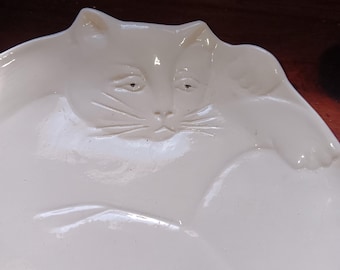 Molded Cat Plate by Flat Earth Pottery, 1987