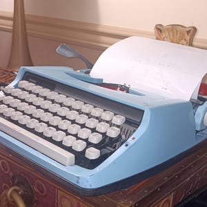 Vintage Baby Blue Typewriter Portable in Case for Sears by Brother 1965 working classic typewriter